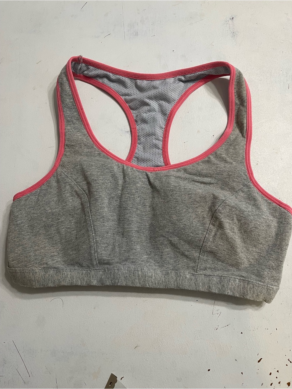 Women’s Gray Sports Bra with Pink Trim - Lightweight Racerback